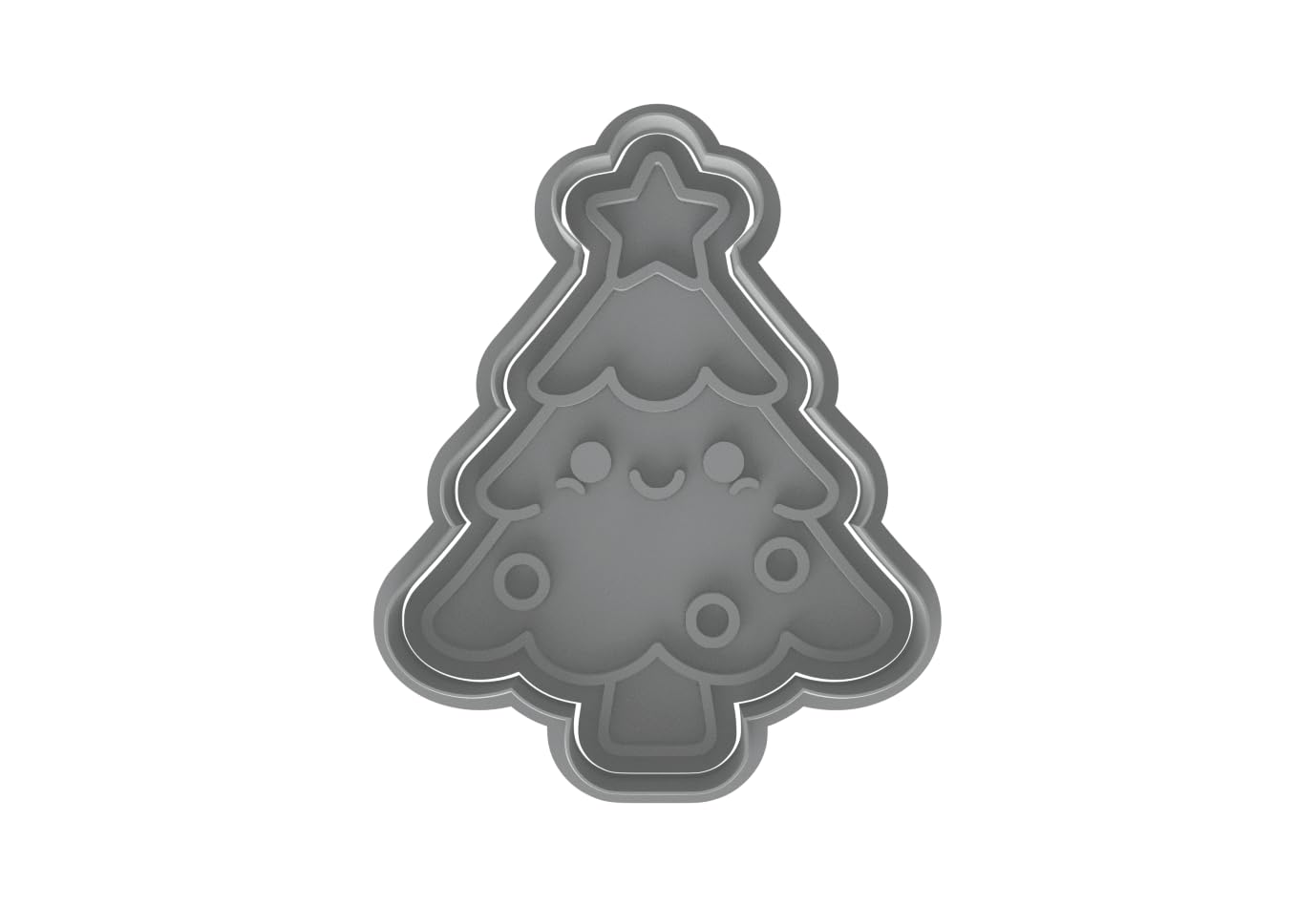 Kawaii Christmas Tree Cookie Cutter - 4x3.17" Fun Holiday Baking Design
