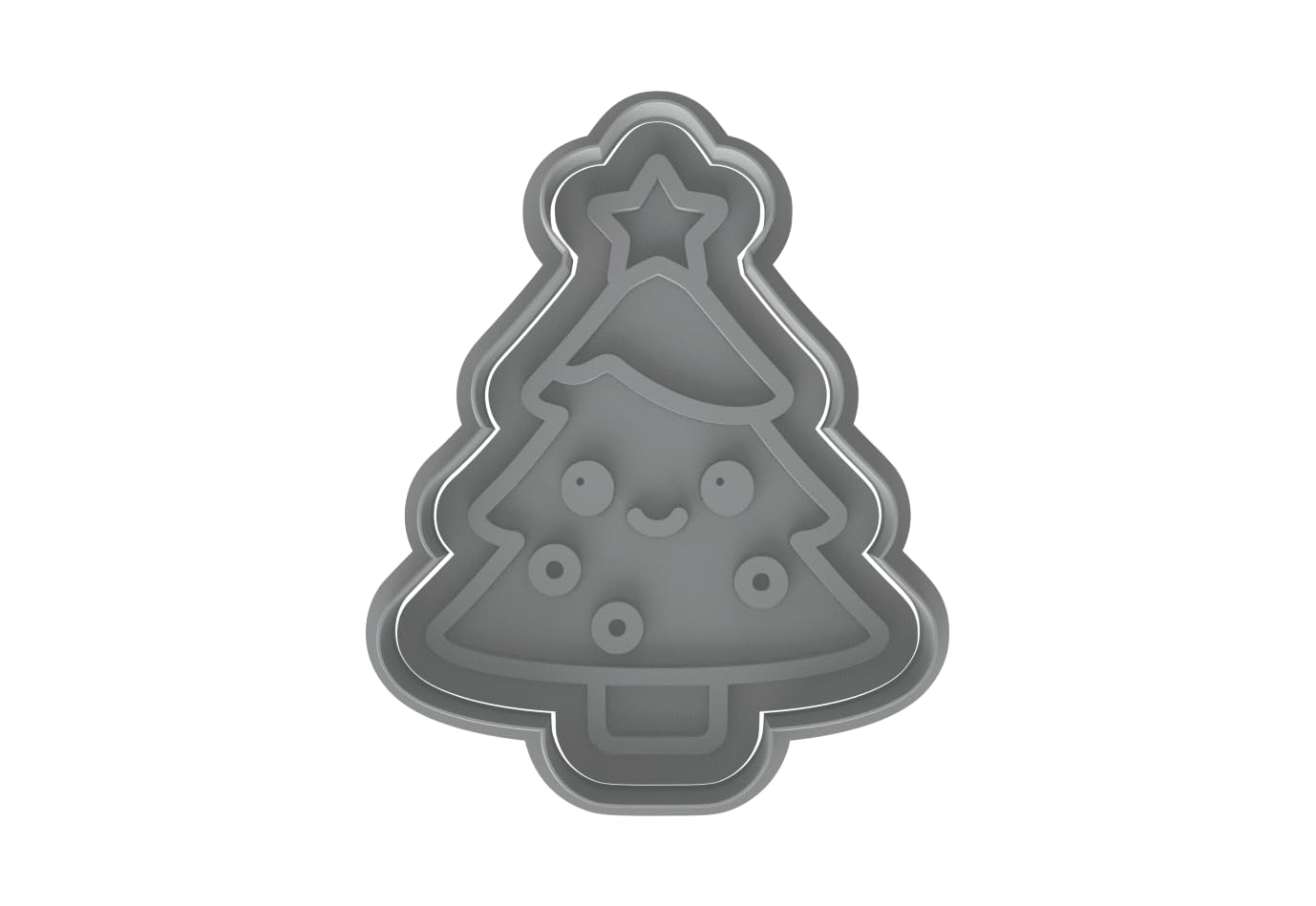 Kawaii Christmas Tree Cookie Cutter Style 2 - 4x3.14" Fun Holiday Baking Design