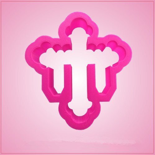 Pink Draped Cross Cookie Cutter for Baking & Fondant Clay Gifts Kitchen