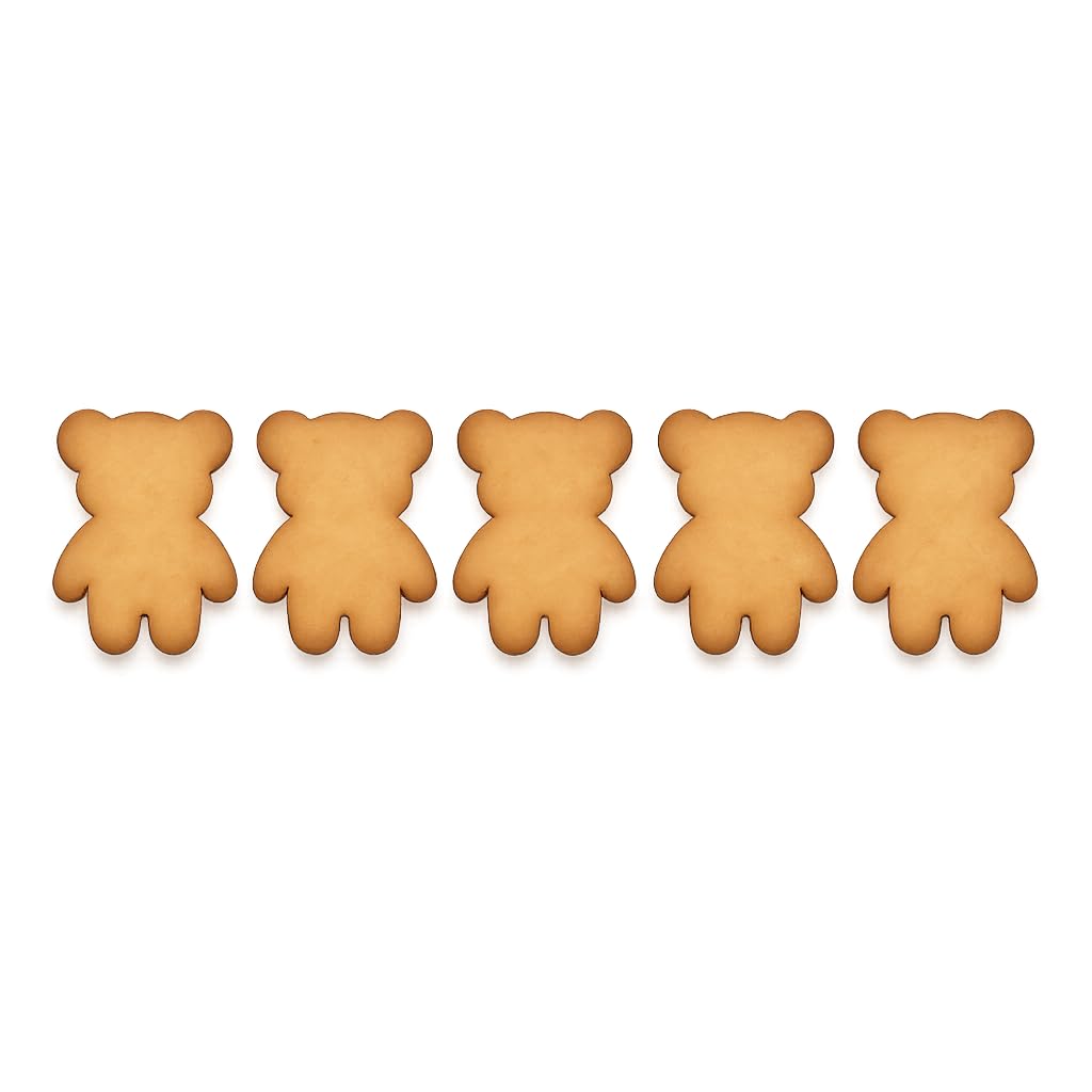 Mini Teddy Bear Cookie Cutter Strip – 5 Bears (1.2" Each) – 5.9x1.6 Inches – Cute Teddy Bear Fondant & Dough Cutter for Baking and Crafts