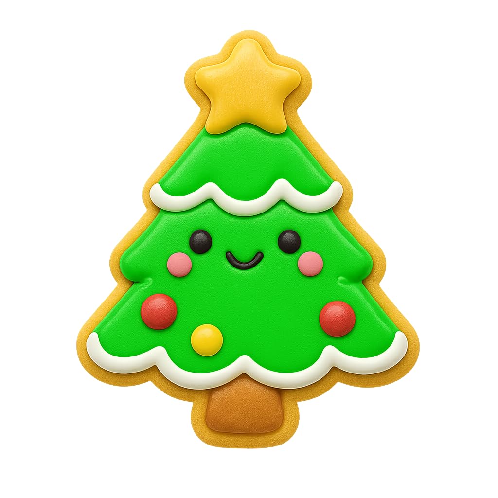 Kawaii Christmas Tree Cookie Cutter - 4x3.17" Fun Holiday Baking Design