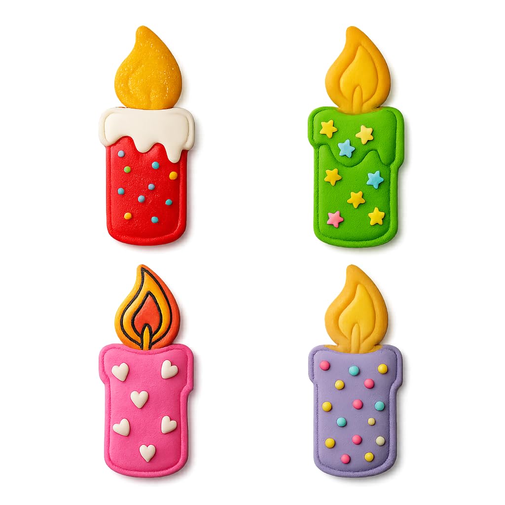 Mighty Gadget Birthday Candle Cookie Cutter & Stamp - 4x1.75" Symbolic Glow for Festive Occasions (Random Color)