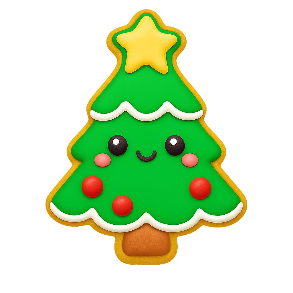 Kawaii Christmas Tree Cookie Cutter - 4x3.17" Fun Holiday Baking Design