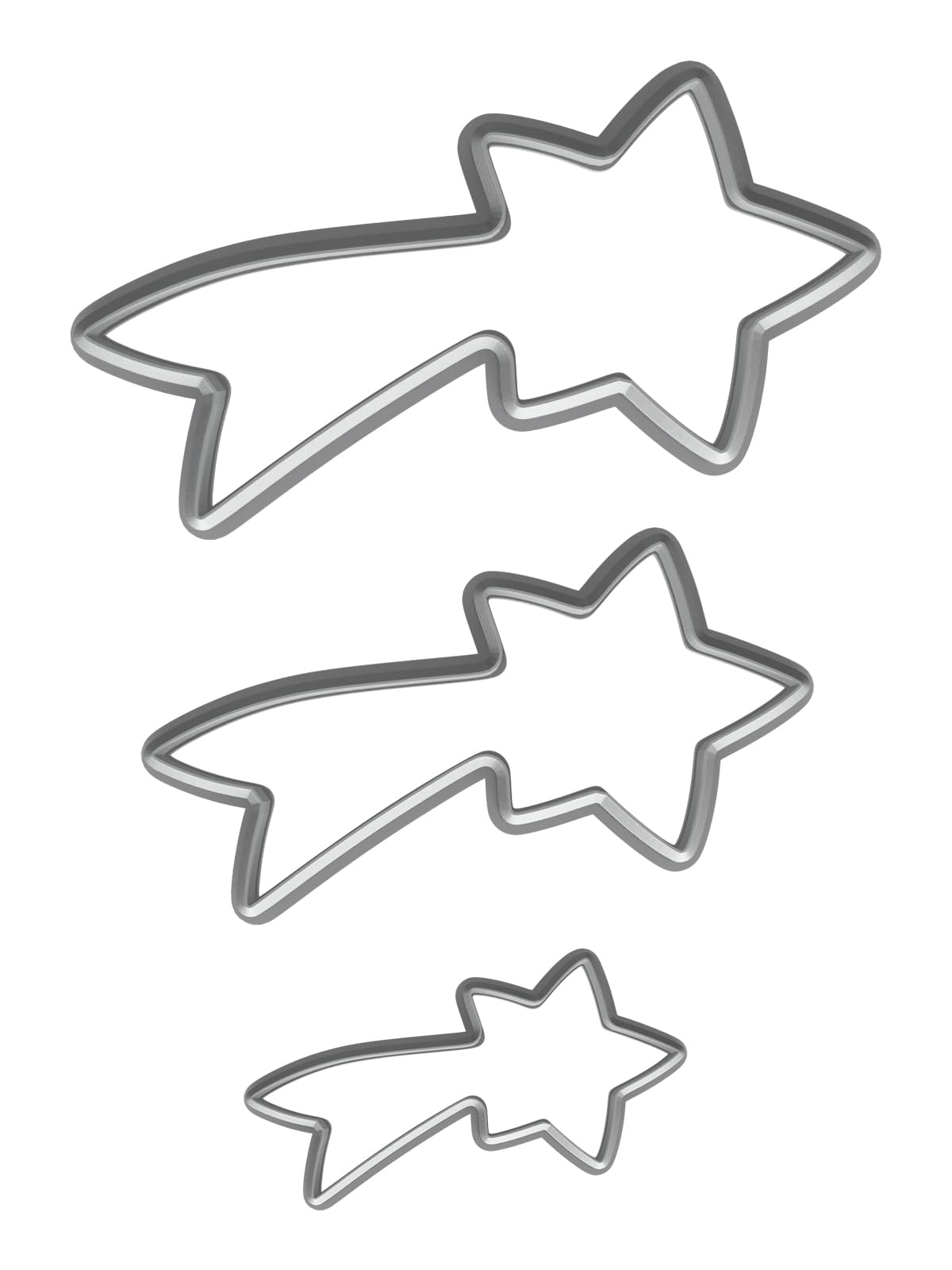 3 Sizes Shooting Star Cookie Cutter Set 4x2" 3x1.5" 2x1" Fun Cracker Made