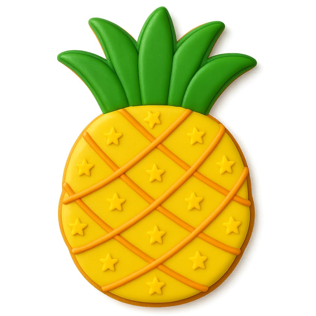 Mighty Gadget Detailed Pineapple Cookie Cutter & Stamp - 4x2.4" (Random Color), Perfect for Hawaiian Parties