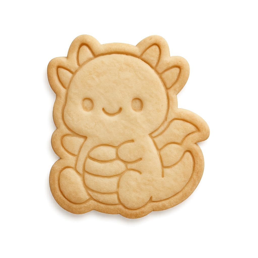 Kawaii Baby Dragon Cookie Cutter - 4x3.49" Fun Kids Baking Design