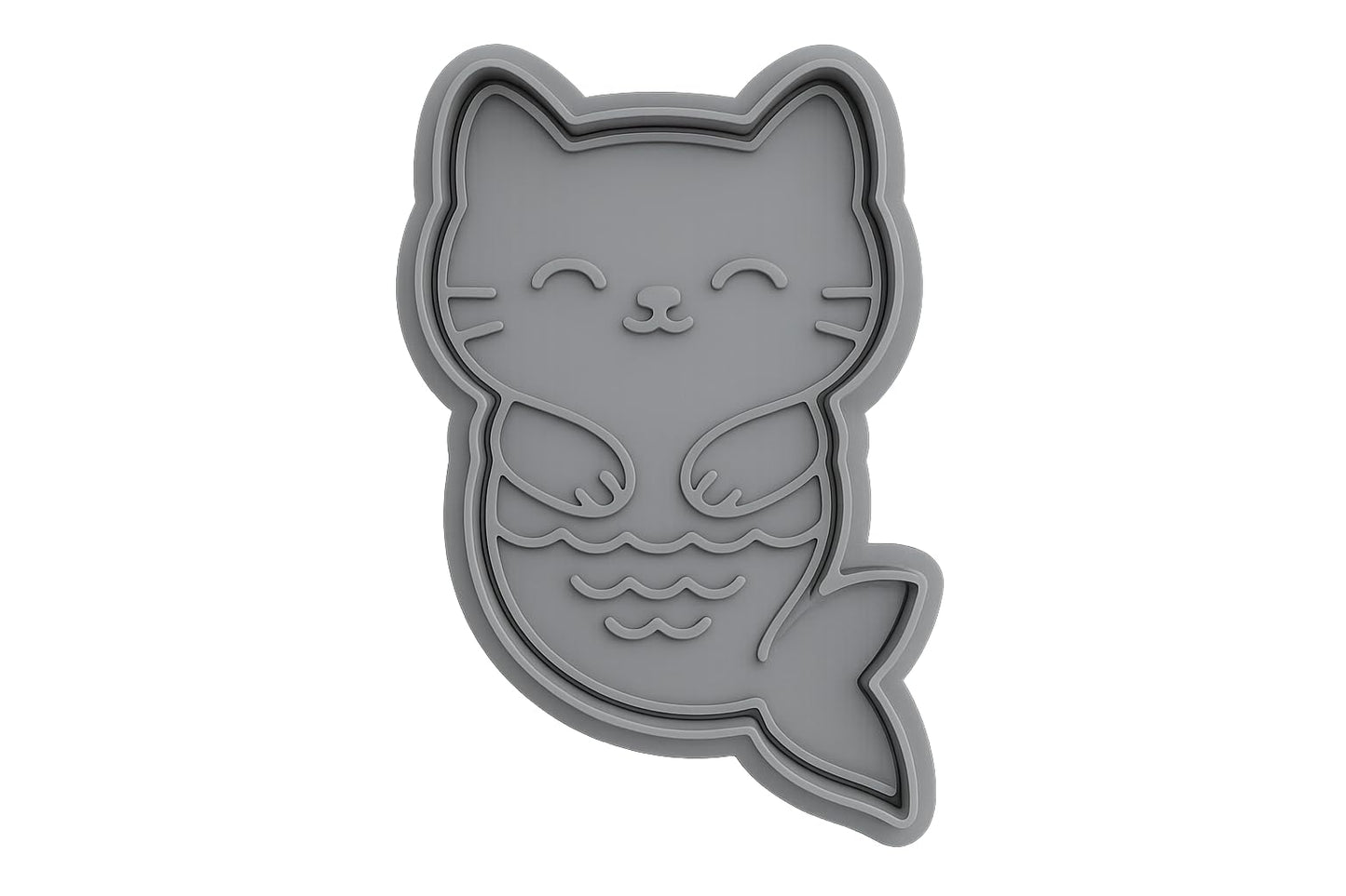 Mermaid Kitten Cookie Cutter - 4x2.5" Fun Creative Baking Design