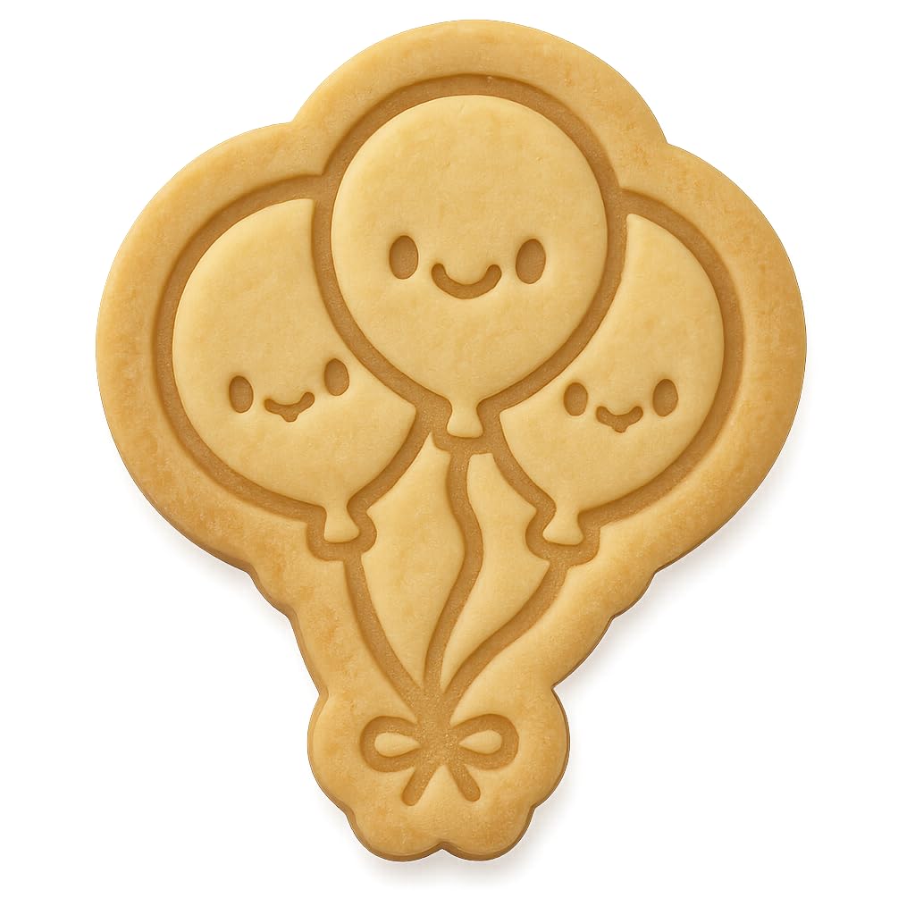 Kawaii Smiling Balloons Cookie Cutter - 4x3.37" Fun Kids Birthday Baking