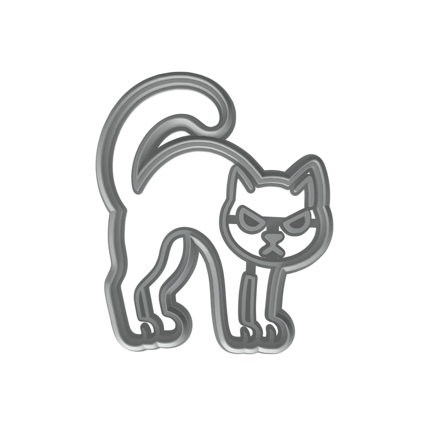 Mighty Gadget Angry Cat Cookie Cutter & Stamp - 4x3" Fun Design for Halloween Baking (Random Color)
