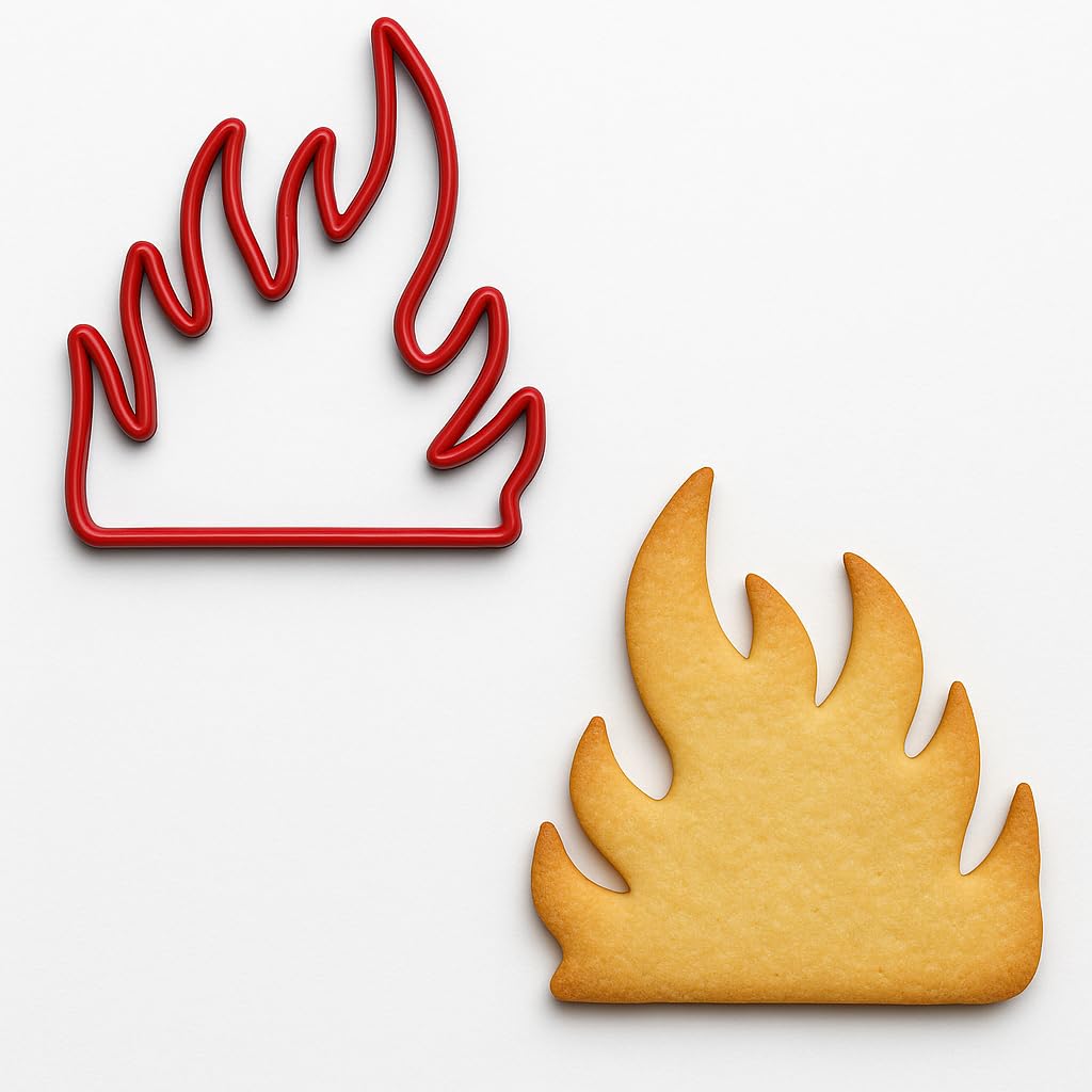 Blazing Fire Flame Cookie Cutter - 4x3.67 Inches, Fun Fire Shape for Baking and Decorating