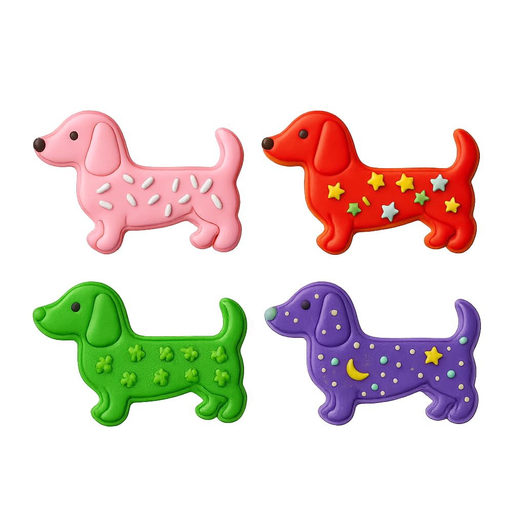 Mighty Gadget Dachshund Dog Cookie Cutter & Stamp - 4x1.5" Adorable Shape for Dog Lovers Baking (Random Color)