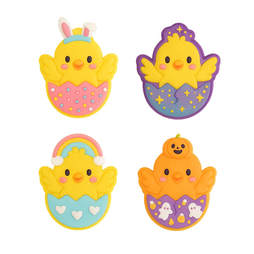 Hatching Chick Cookie Cutter & Stamp 4x3.5" for Baking & Fondant Clay Embosser