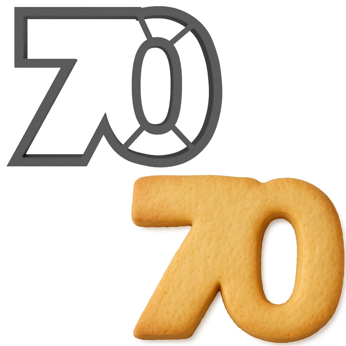 Number 70 Cookie Cutter (3x4") - Made in USA by Mighty Gadget - Perfect for 70th Birthdays and Anniversaries