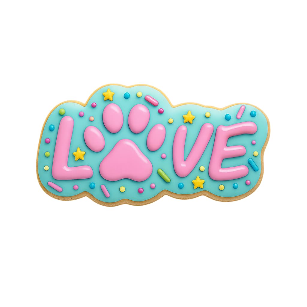 Paw Print Love Cookie Cutter - 4x1.96" Creative Doggie Party Tool