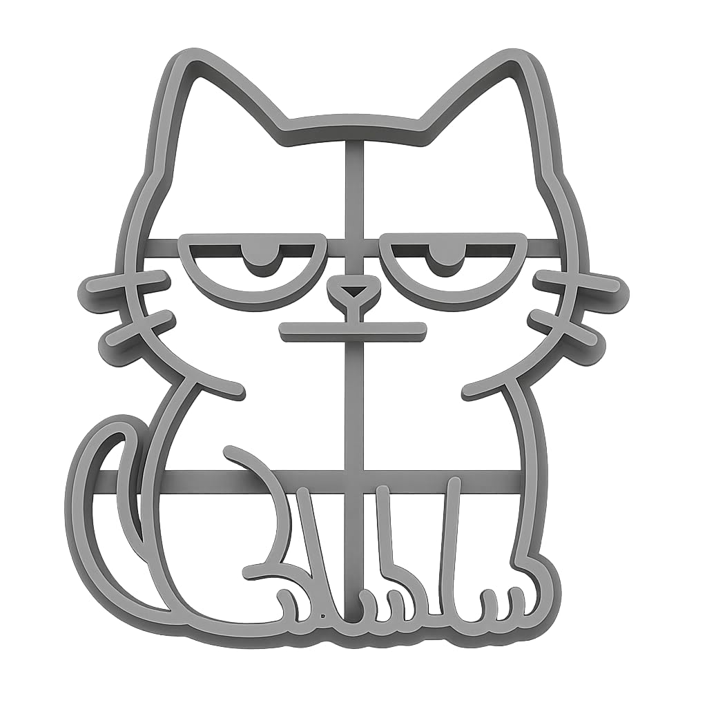 Mighty Gadget Meme Sleepy Feline Cookie Cutter & Stamp - 4x3.5" "Perfect for Parties" for Cat-Themed Events (Random Color)