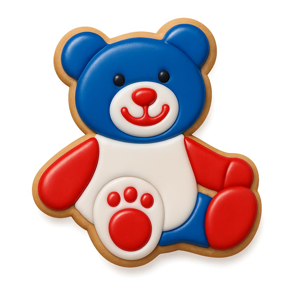 Adorable Teddy Bear Cookie Cutter & Stamp Set - 4" Tall (Random Color)