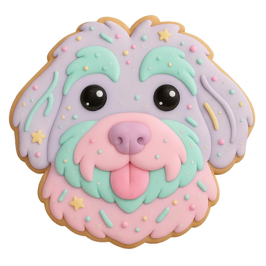 Mighty Gadget Bernedoodle Cookie Cutter and Stamp - 4x3.73", Detailed Doodle Dog Design for Fun Baking (Random Color)