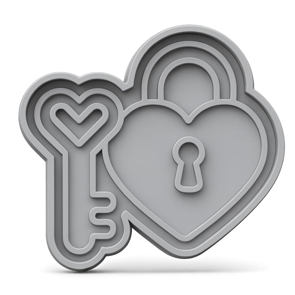 Love Lock and Key Cookie Cutter - 4x3.4" Fun Romantic Baking Set