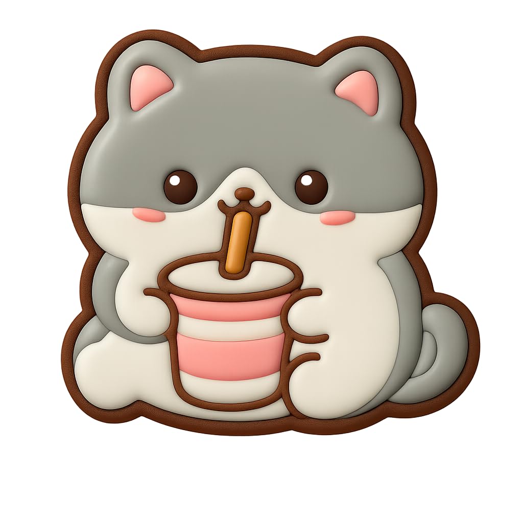 Kawaii Cat Drinking Soda Cookie Cutter - 4x3.8" Fun Baking Design for Kids