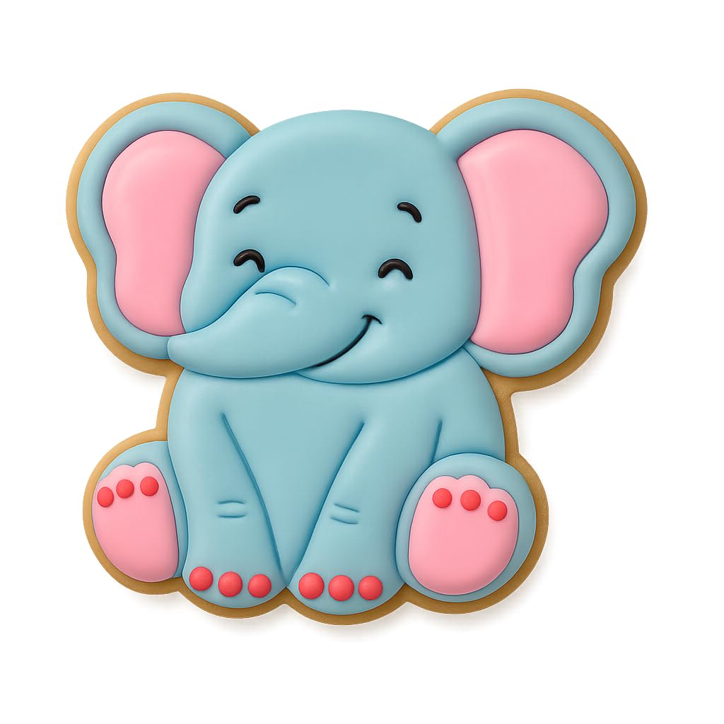 Kawaii Baby Elephant Cookie Cutter - 4x3.75" Premium Kids Party Baking Tool