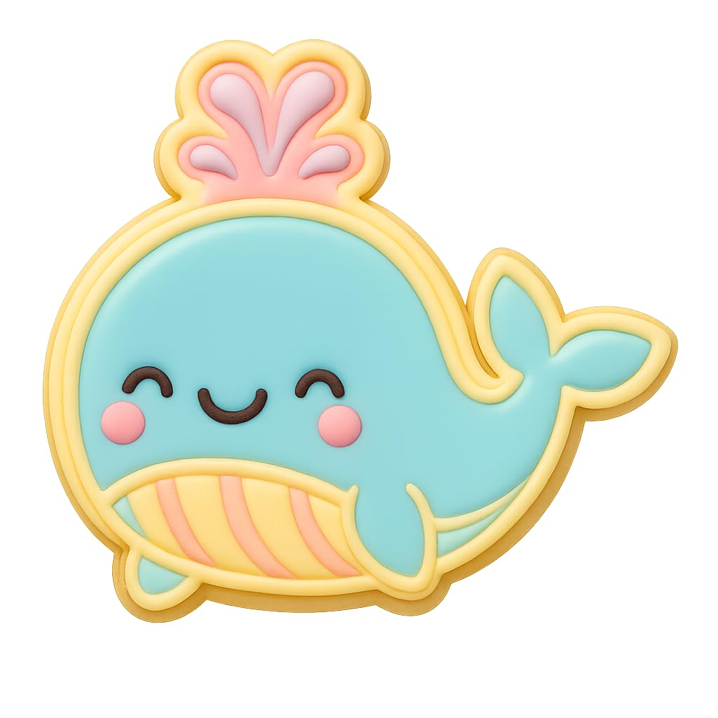 Jonah’s Kawaii Whale Cookie Cutter - 4x3.8" Kids Party Baking Fun