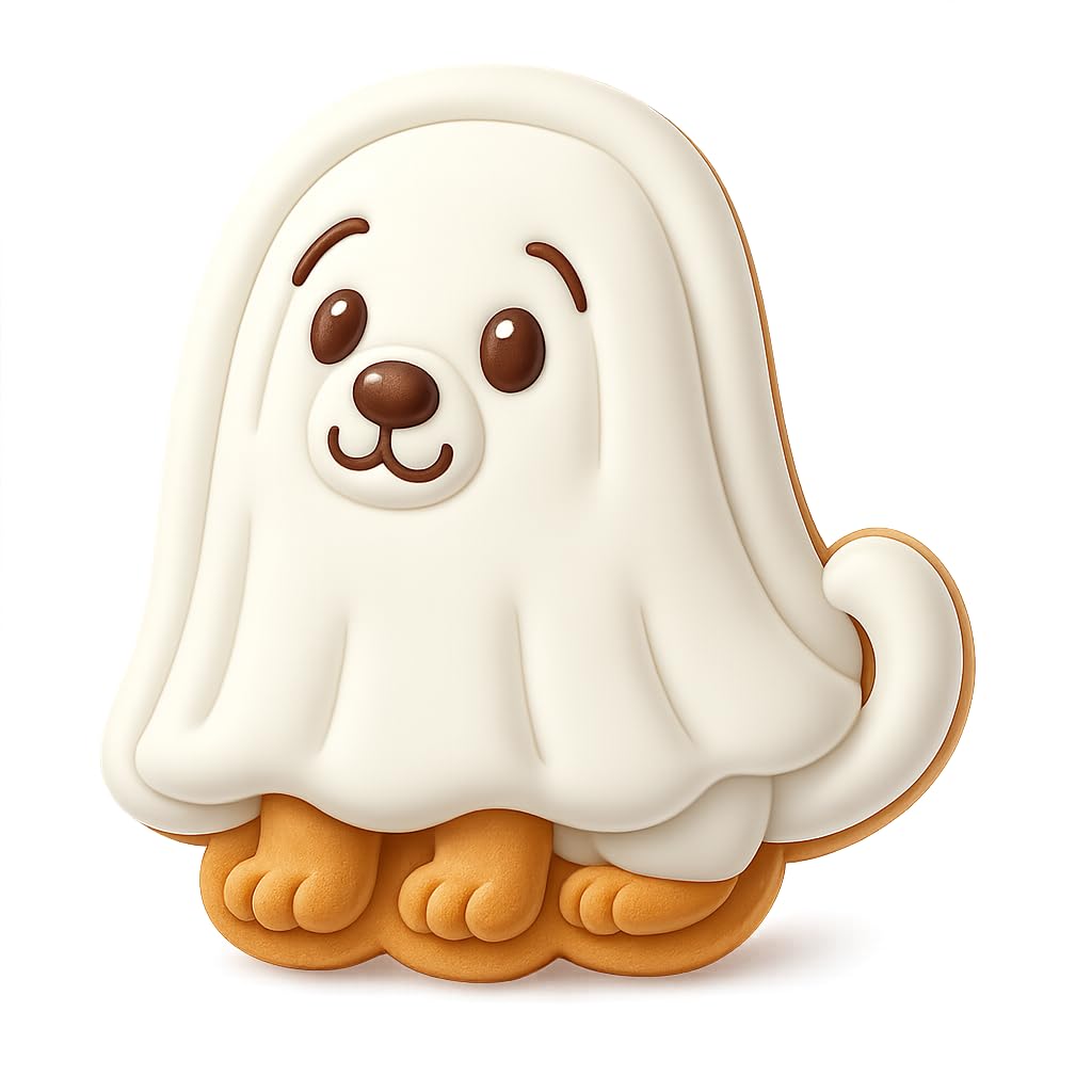 Kawaii Ghost Dog Cookie Cutter - 4x3.8" Fun Halloween Baking Design