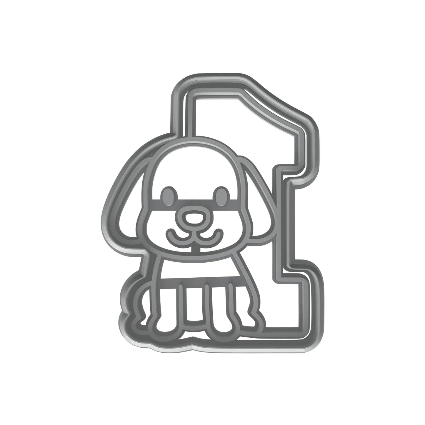 Mighty Gadget Number 1 with Puppy Cookie Cutter & Stamp - 4x3" Adorable Theme for First Birthday (Random Color)