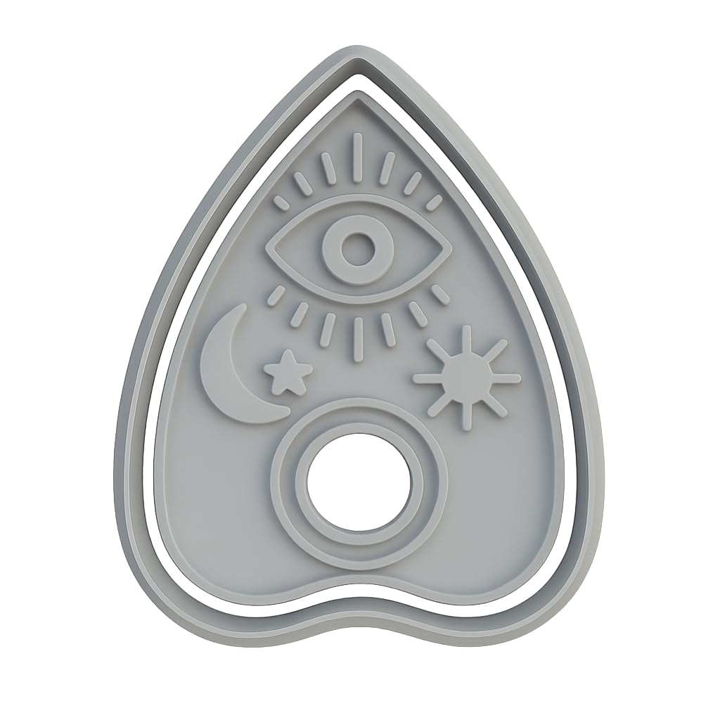 Mighty Gadget Planchette with Evil Eye Cookie Cutter & Stamp - 4x2.5" Mysterious Design for Occult Baking (Random Color)
