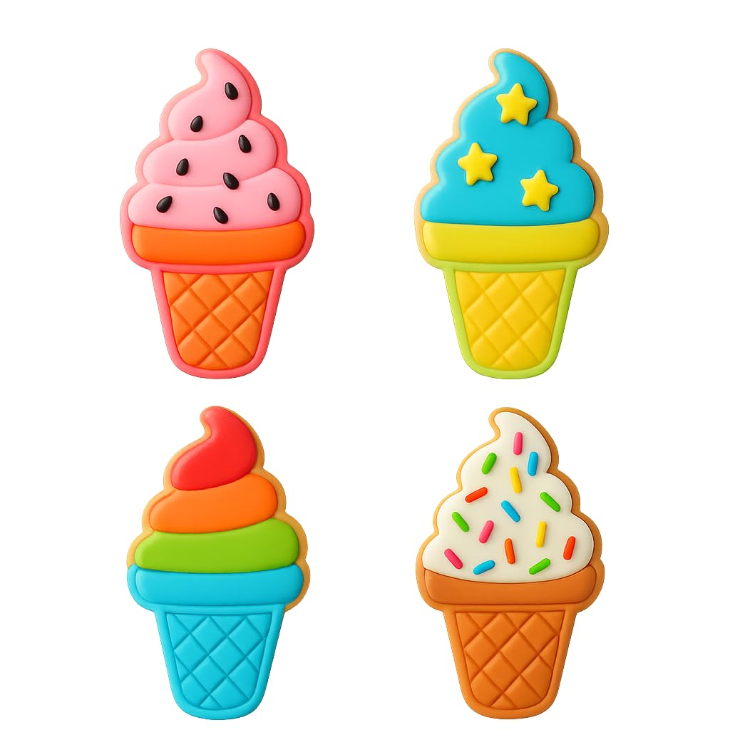 Mighty Gadget Soft Serve Ice Cream Cookie Cutter & Stamp - 4x2.5" Perfect Treat Design for Summer Baking (Random Color)