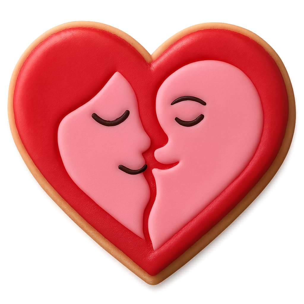 Loving Heart Kiss Cookie Cutter - 4x3.5" Premium Baking Design Fun