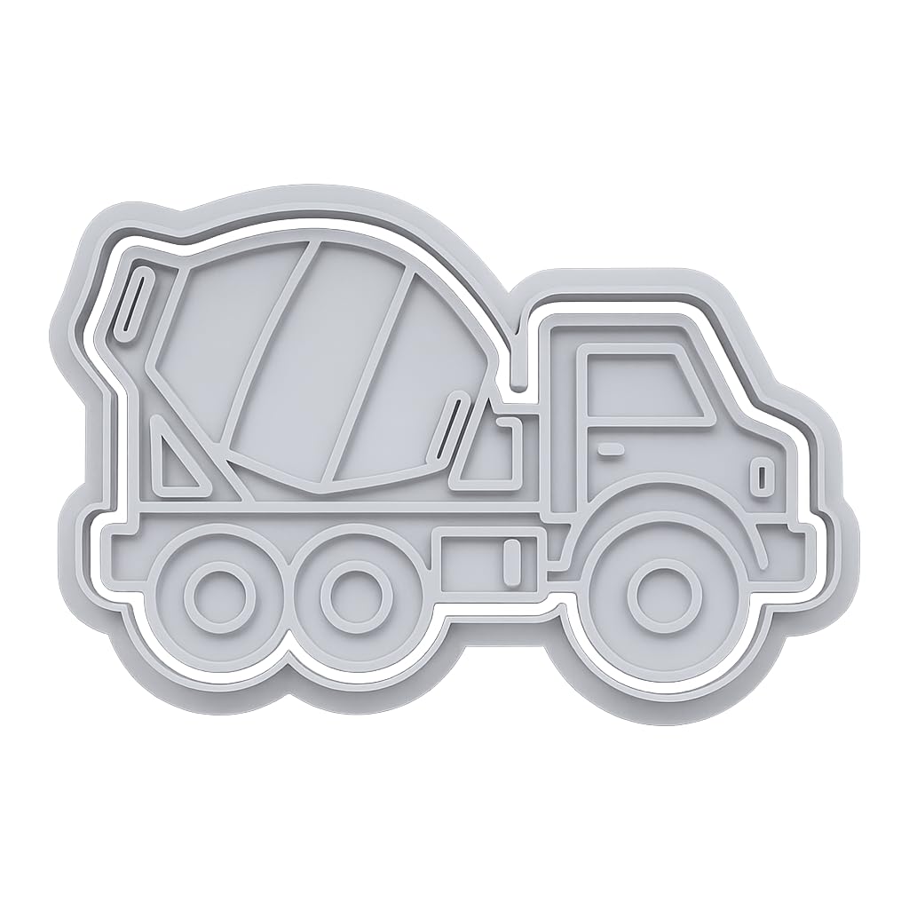 Mighty Gadget Cement Mixer Truck Cookie Cutter & Stamp - 4x3" Fun Vehicle Shape for Construction-Themed Parties (Random Color)