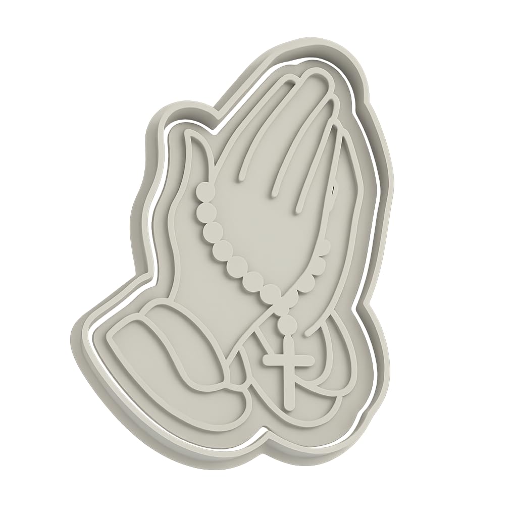 Mighty Gadget Praying Hands with Rosary Cookie Cutter & Stamp - 4x2.8" Inspiring Design for Religious Events (Random Color)