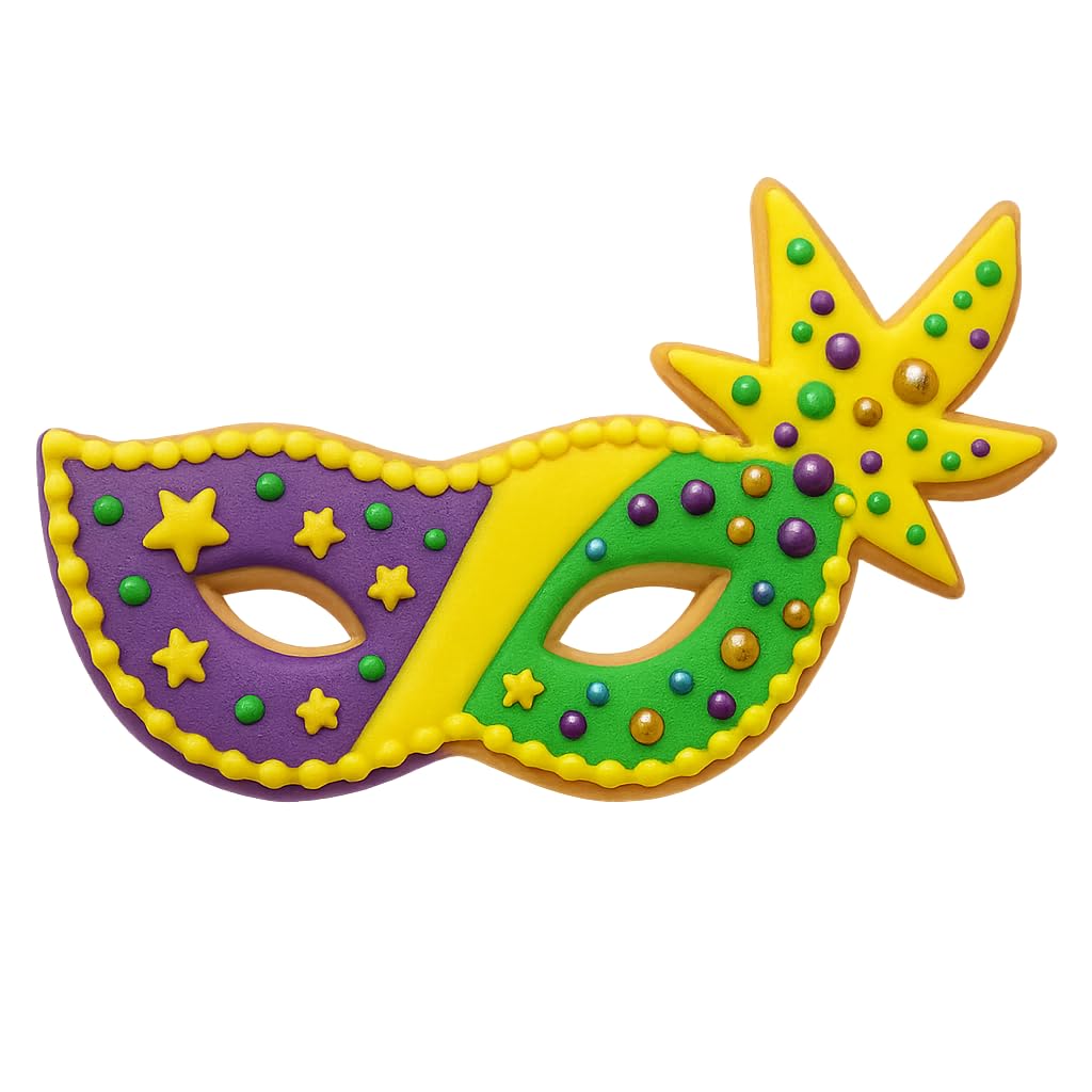 Mighty Gadget Mardi Gras Masquerade Mask Cookie Cutter (Green) - 5.5x3.5 Inches, Festive Carnival Baking Tool for Party Treats