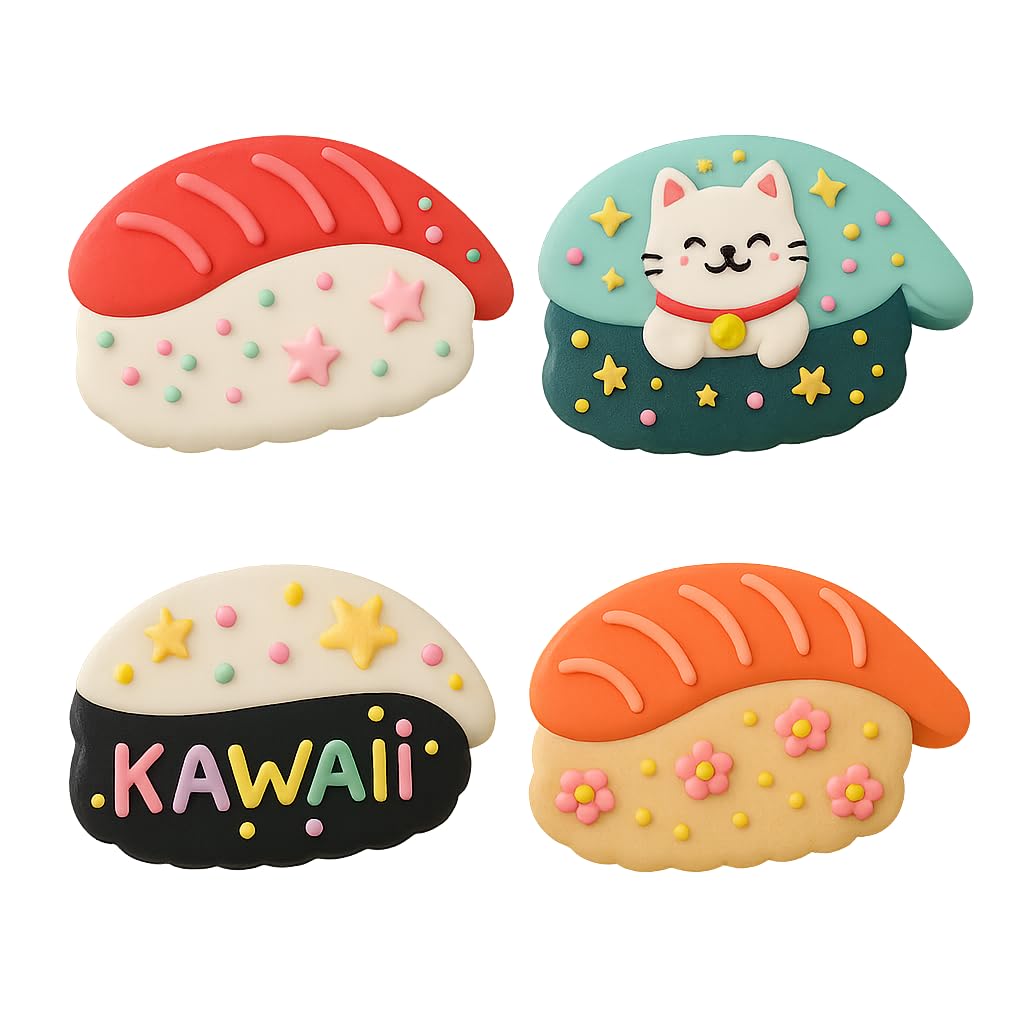 Mighty Gadget Sushi Roll Cookie Cutter & Stamp - 4x2.5" Delightful Novelty for Sushi Lovers (Random Color)