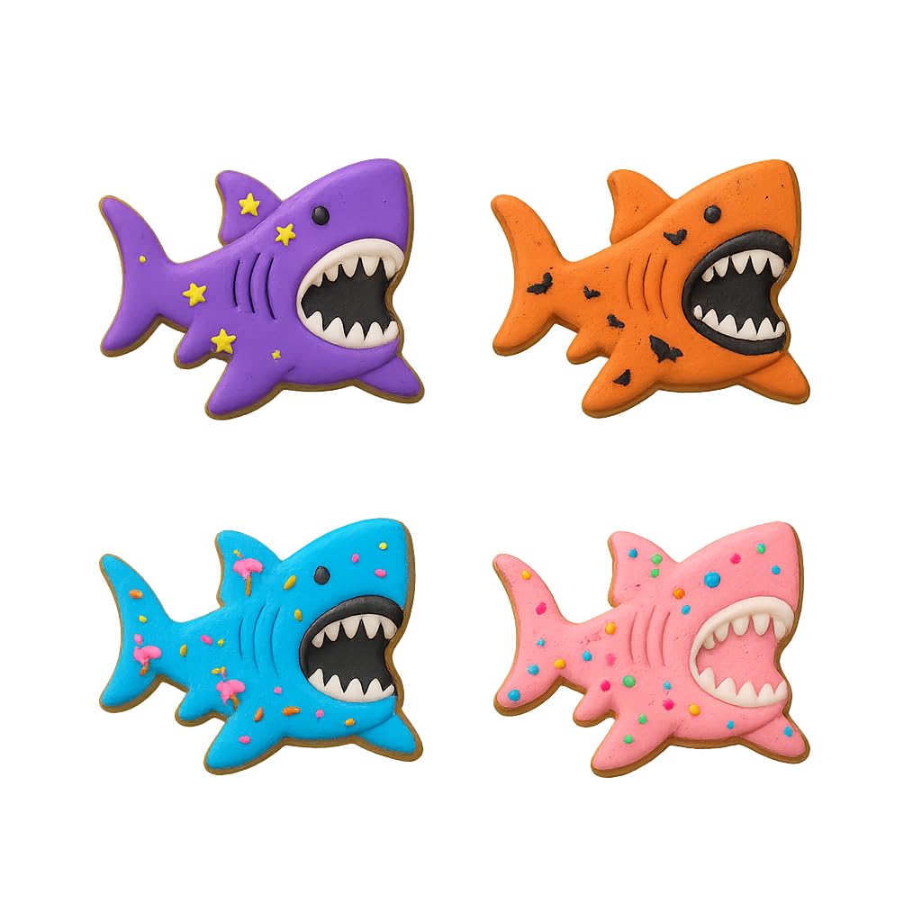 Mighty Gadget Shark Attack Cookie Cutter & Stamp - 4x2.5" Exciting Crafting for Shark Week Desserts (Random Color)