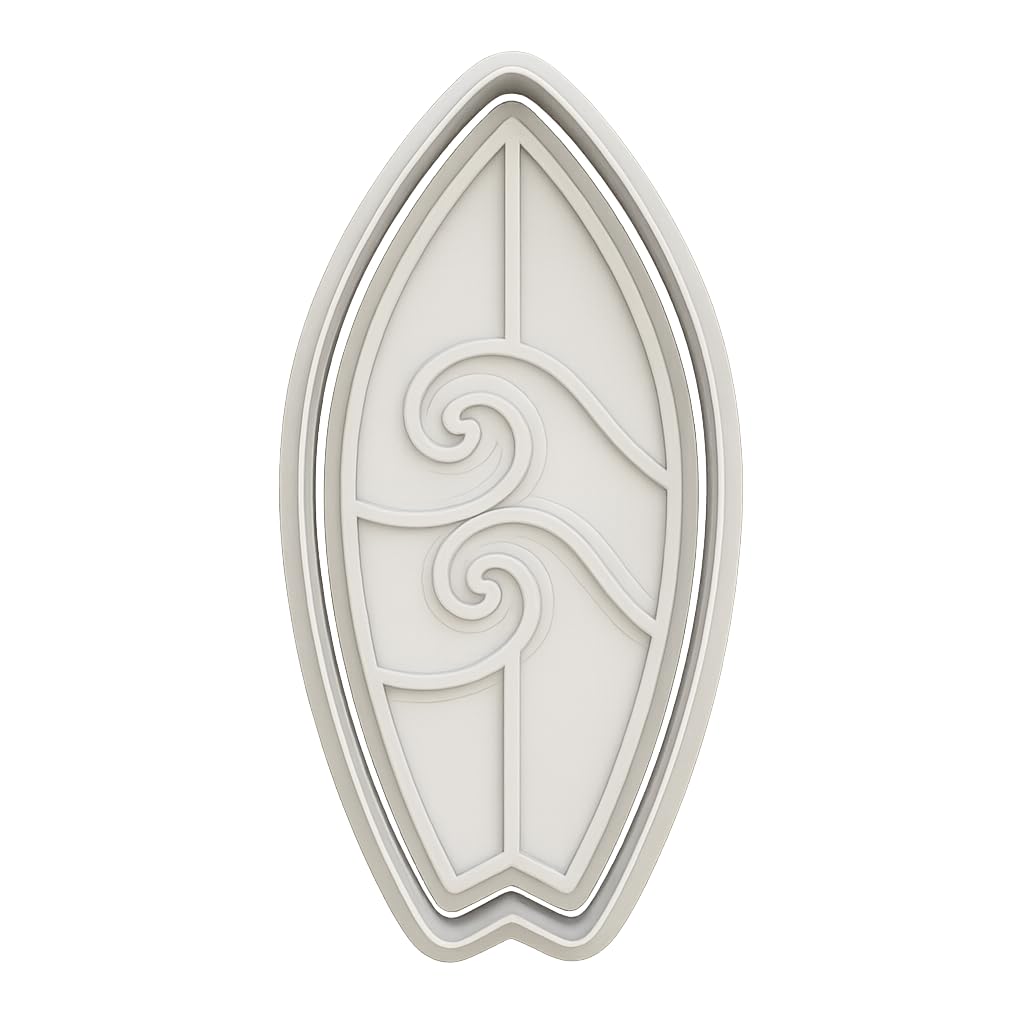 Mighty Gadget Surfboard with Waves Cookie Cutter & Stamp - 4x1.75" Perfect for Summer Beach Parties (Random Color)