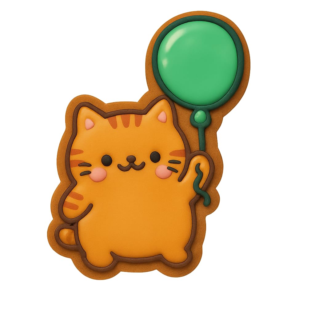 Kawaii Chubby Cat Holding Balloon Cookie Cutter - 4x2.84" Fun Party Baking