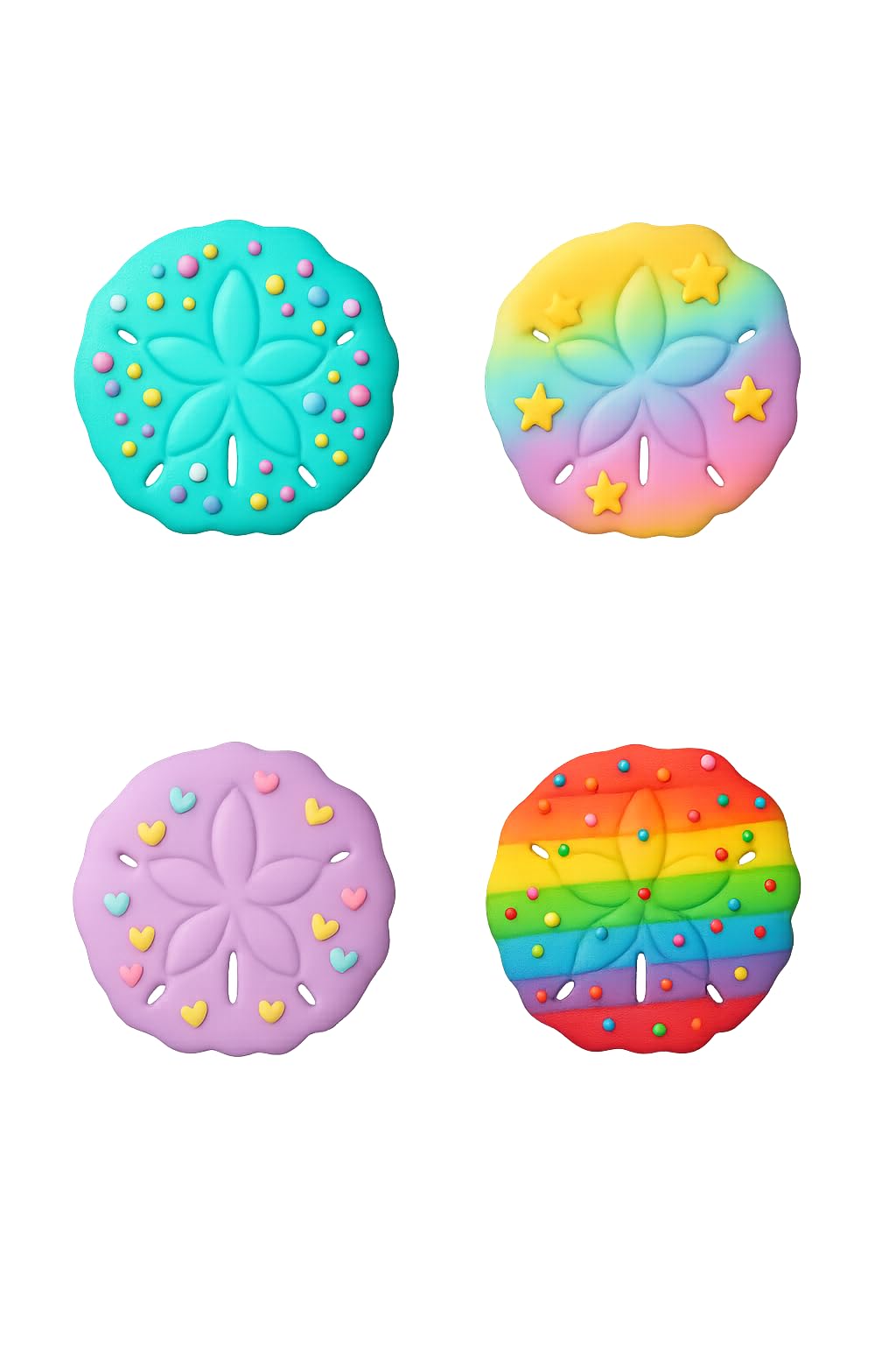 Sand Dollar Cookie Cutter & Stamp 4x4" for Baking Fondant Clay Embosser Gifts