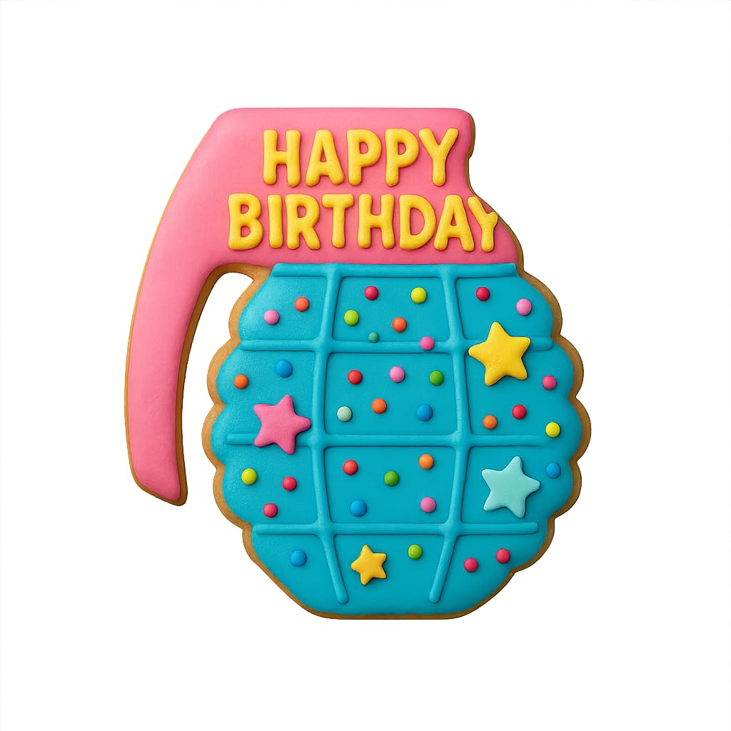 Mighty Gadget Hand Grenade Cookie Cutter - 3.5x2.68", Combat & Army Inspired Cookie Mold for Patriotic Occasions (Random Color)