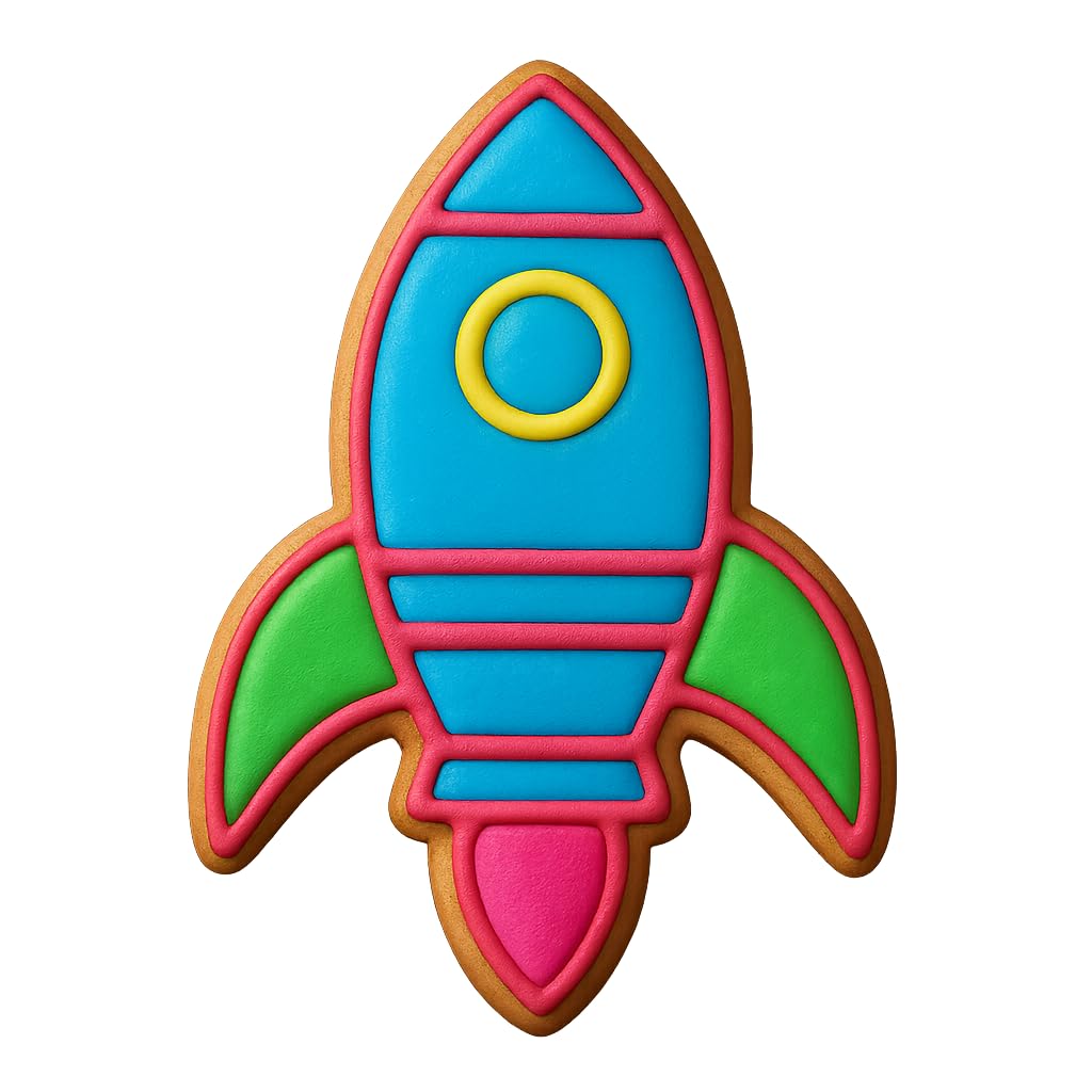 Space Rocket Cookie Cutter & Stamp 4x2.6" for Baking & Fondant Clay Embosser