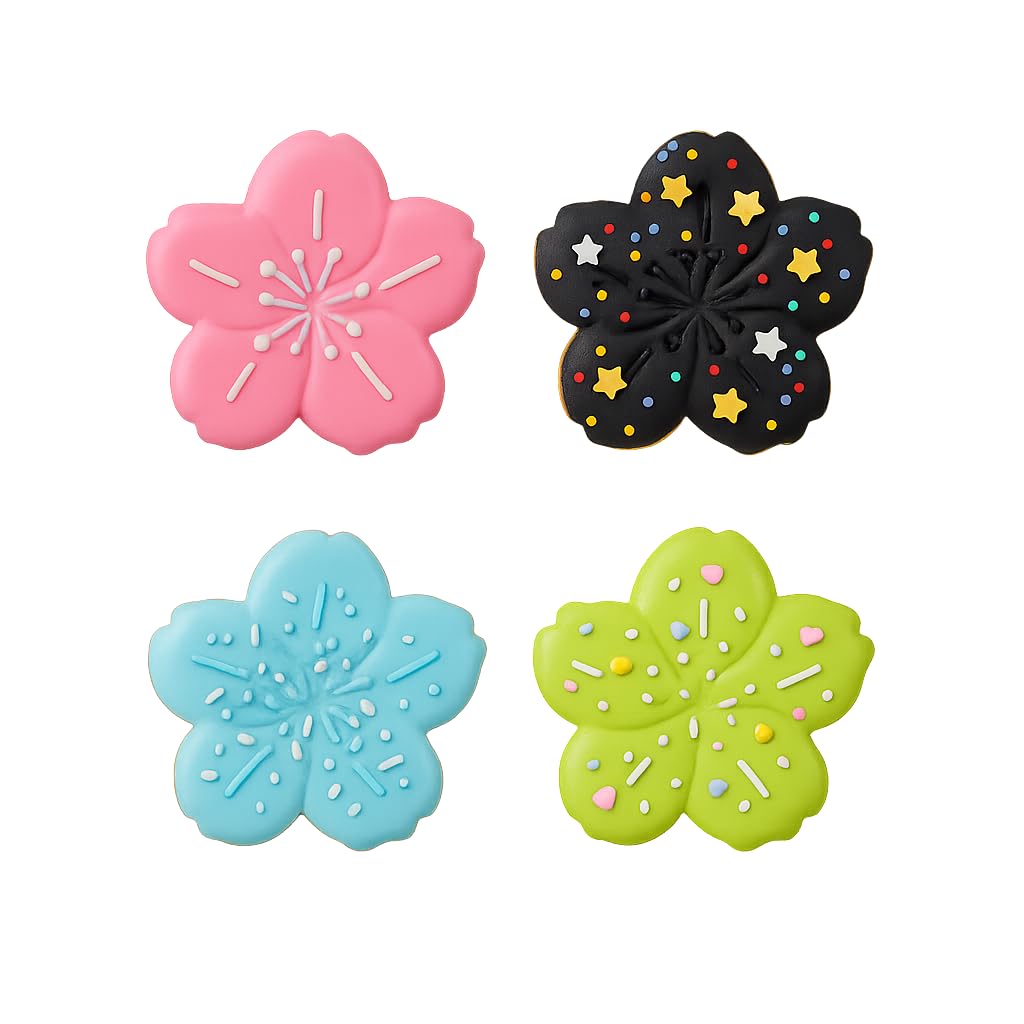 Mighty Gadget Sakura Blossom Cookie Cutter & Stamp - 4x3.4" Beautiful Floral Design for Spring Baking (Random Color)