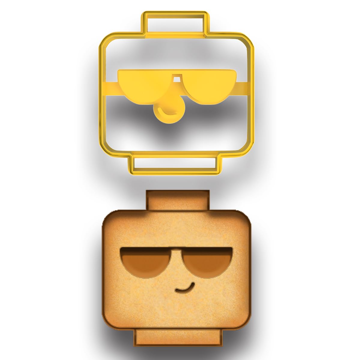 Detailed Toy Block Head Cookie Cutter (Sunglasses Cool Face) - 3.5x3.3"