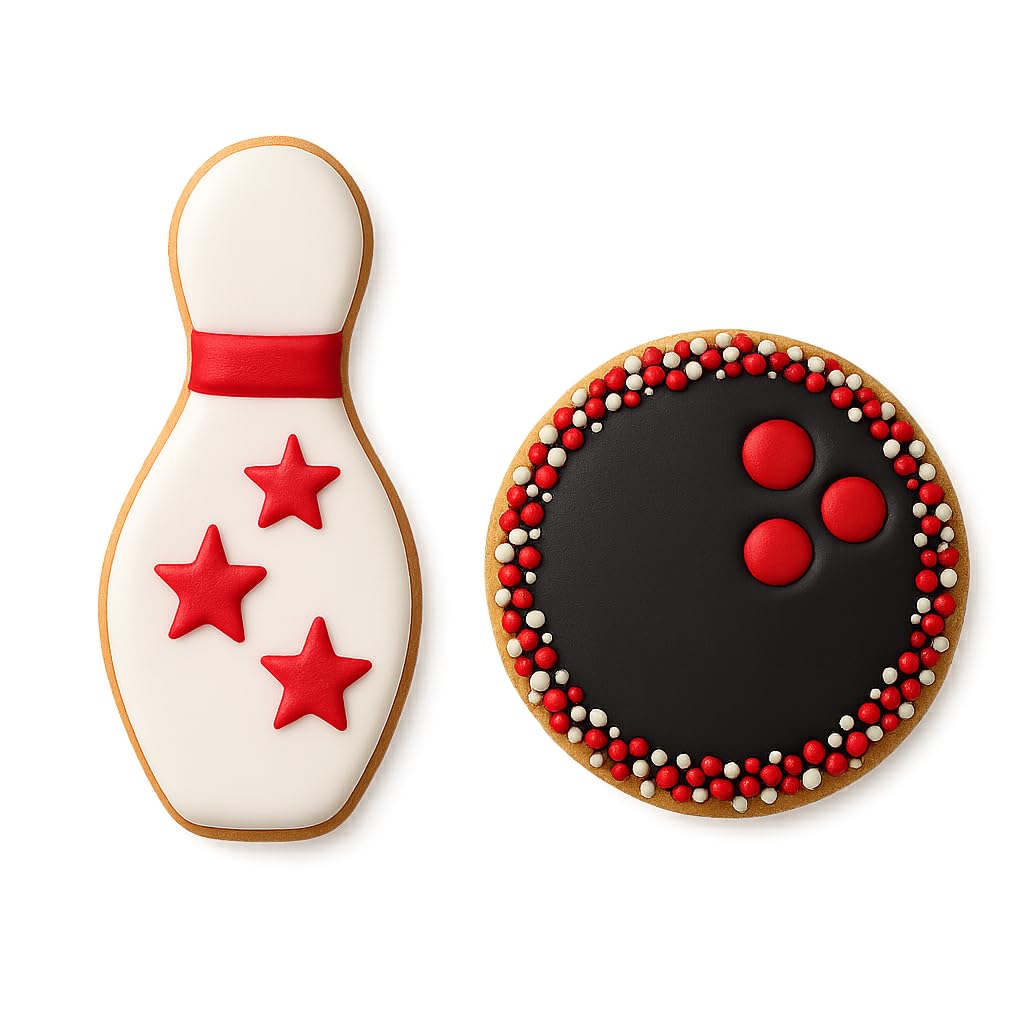 Bowling Pin (5x2.25") & Ball (3.75x3.75") Combo Cookie Cutters - Perfect for Sports-Themed Baking and Parties