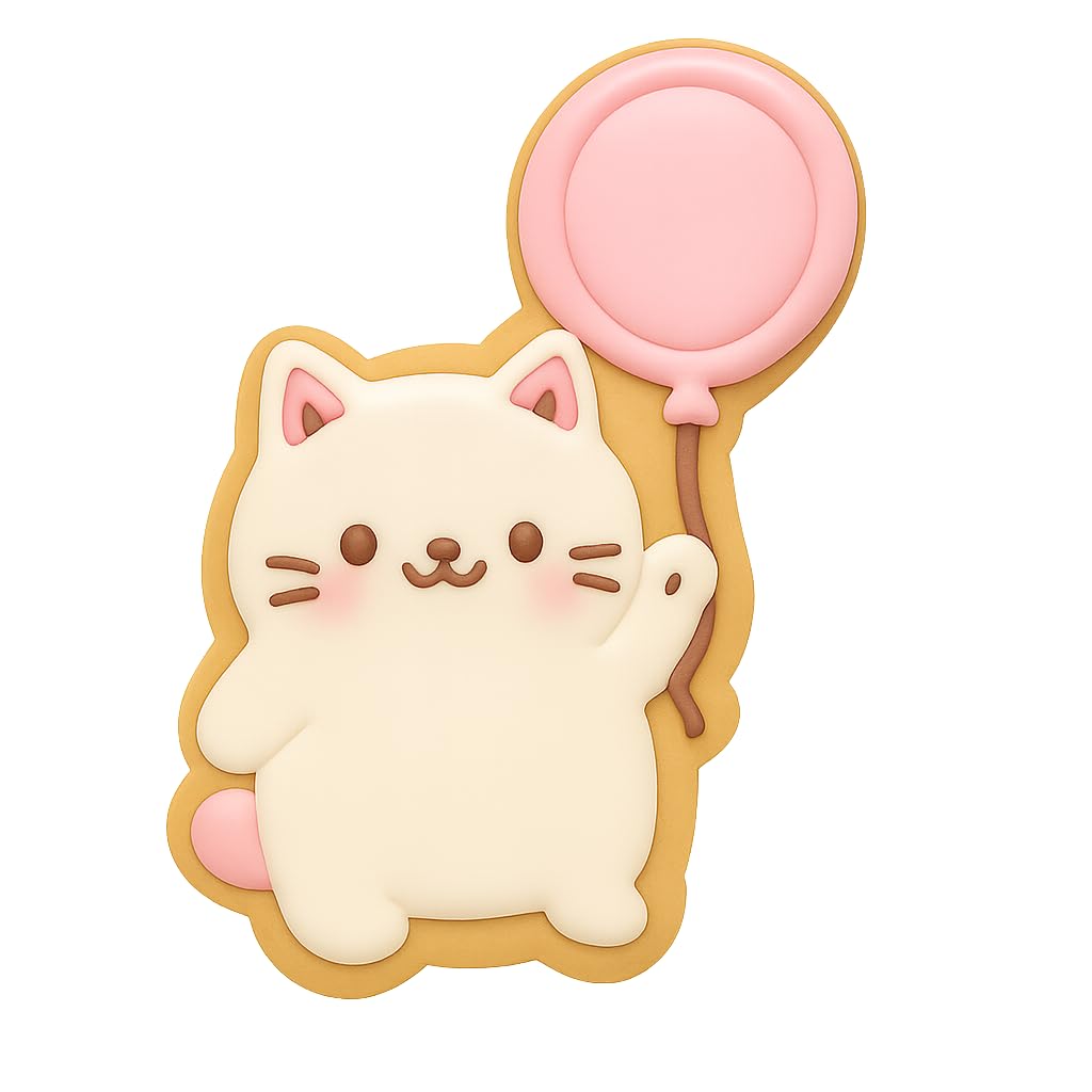 Kawaii Chubby Cat Holding Balloon Cookie Cutter - 4x2.84" Fun Party Baking