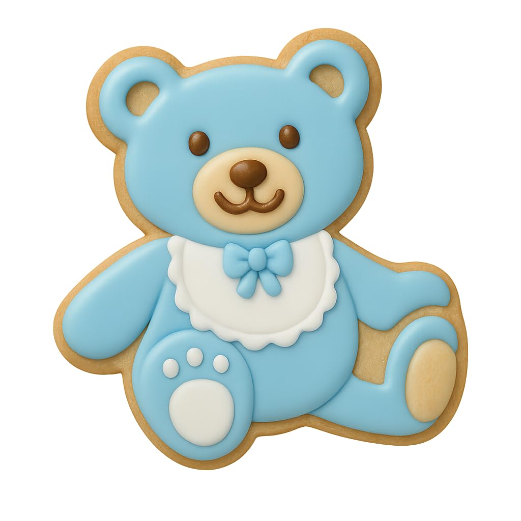 Adorable Teddy Bear Cookie Cutter & Stamp Set - 4" Tall (Random Color)