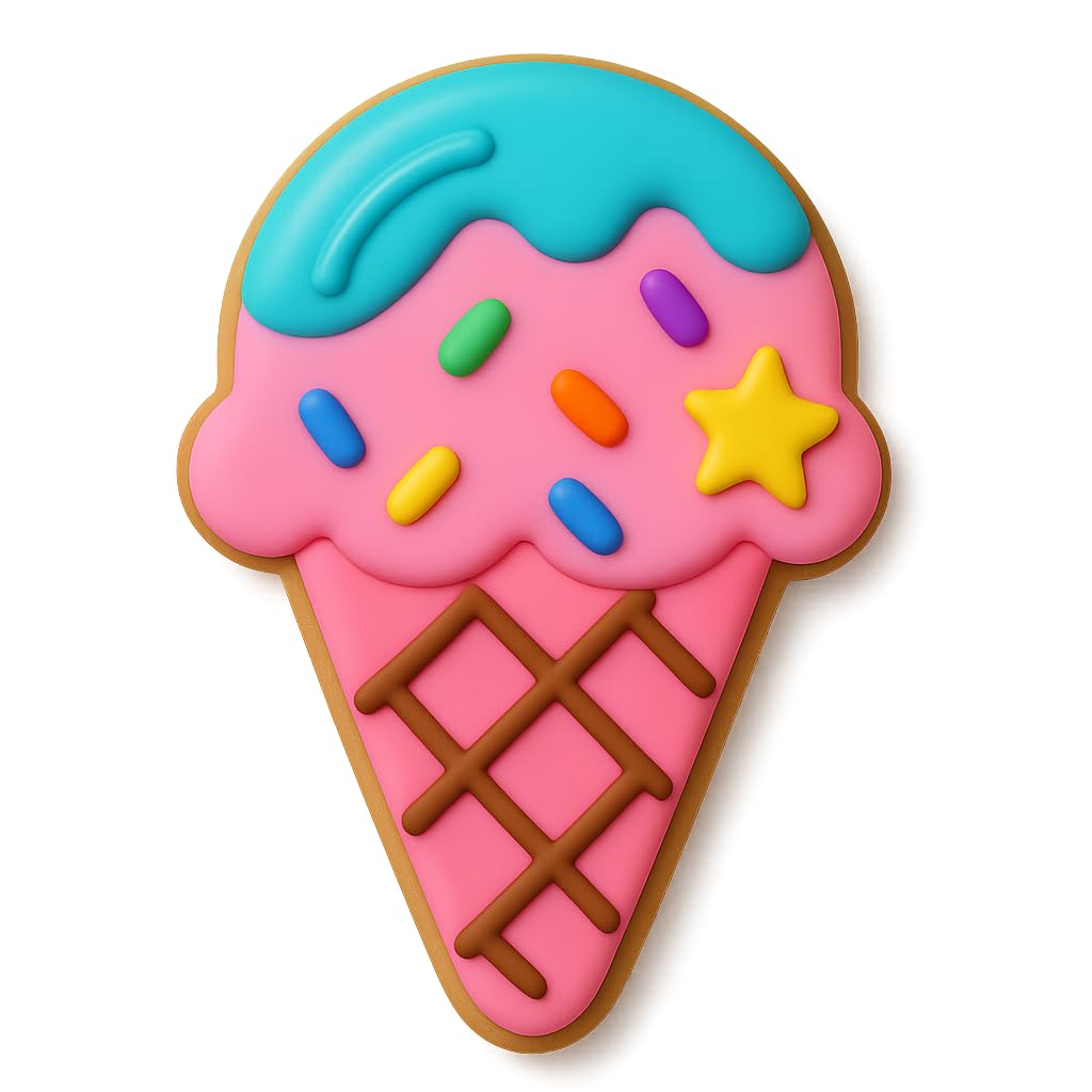 Ice Cream Cone Cookie Cutter with Waffle Cone Detail – 4x2.56 Inches, Summer Treat Baking Mold (Random Color)