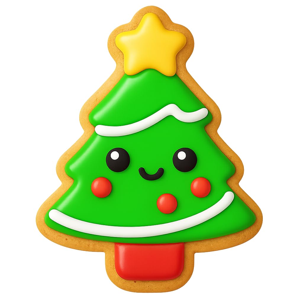 Kawaii Christmas Tree Cookie Cutter Style 2 - 4x3.14" Fun Holiday Baking Design