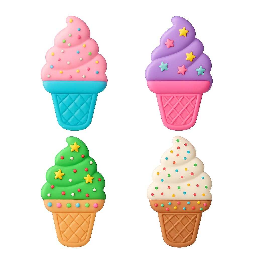 Mighty Gadget Soft Serve Ice Cream Cookie Cutter & Stamp - 4x2.5" Perfect Treat Design for Summer Baking (Random Color)