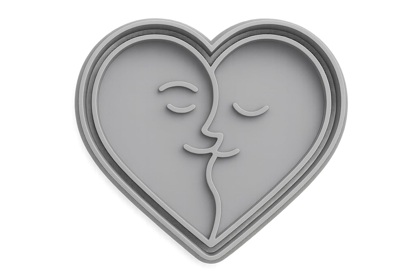 Loving Heart Kiss Cookie Cutter - 4x3.5" Premium Baking Design Fun