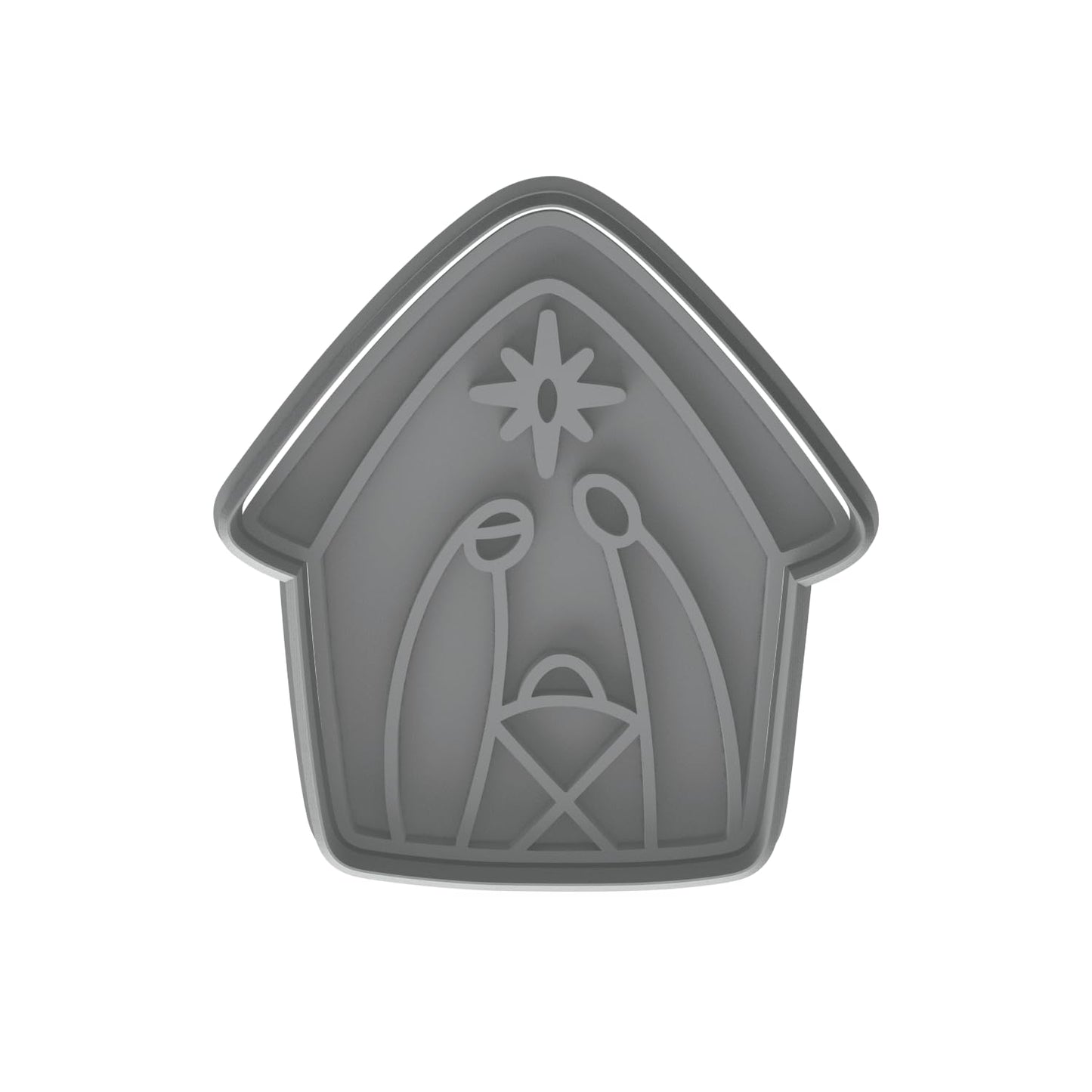 Mighty Gadget Nativity Scene Cookie Cutter & Stamp - 4x3.6" Festive Design for Christmas Baking (Random Color)
